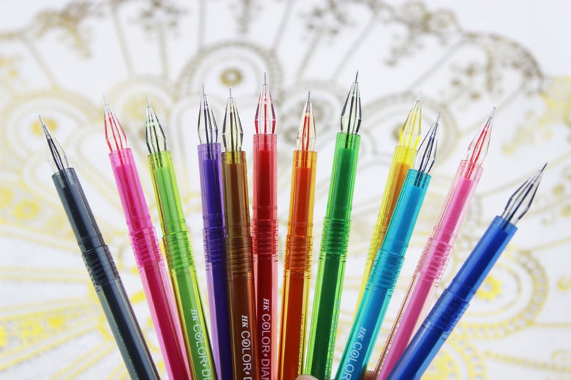 OPENDGO Color Gel Pens Set with Diamond Head,Colored Fine Point Ballpoint Ink Pens Markers For Adults Coloring Books (Pack of 12 Colors) - Image 2